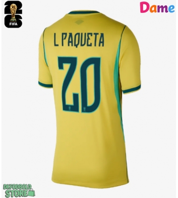 Brasilien Lucas Paqueta #20 Replika Hjemmebanetrøje Dame VM 2026 Kortærmet